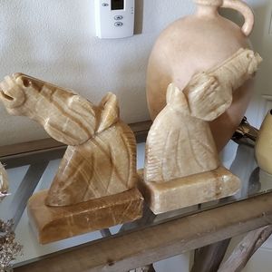 Vintage large Onyx Horse Bookends